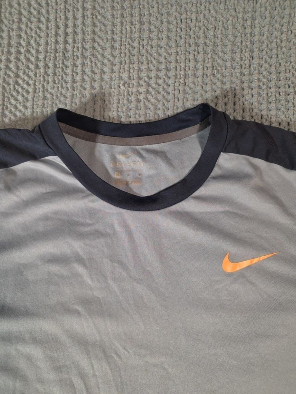 Nike Shirt Mens Size XL Gray Orange Breathable Lightweight Active Top Dri Fit T